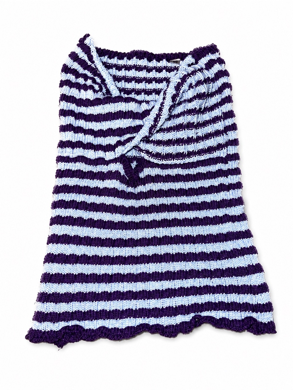 Purple & Light Blue Striped Knit Halter Tank Top XS Y2K